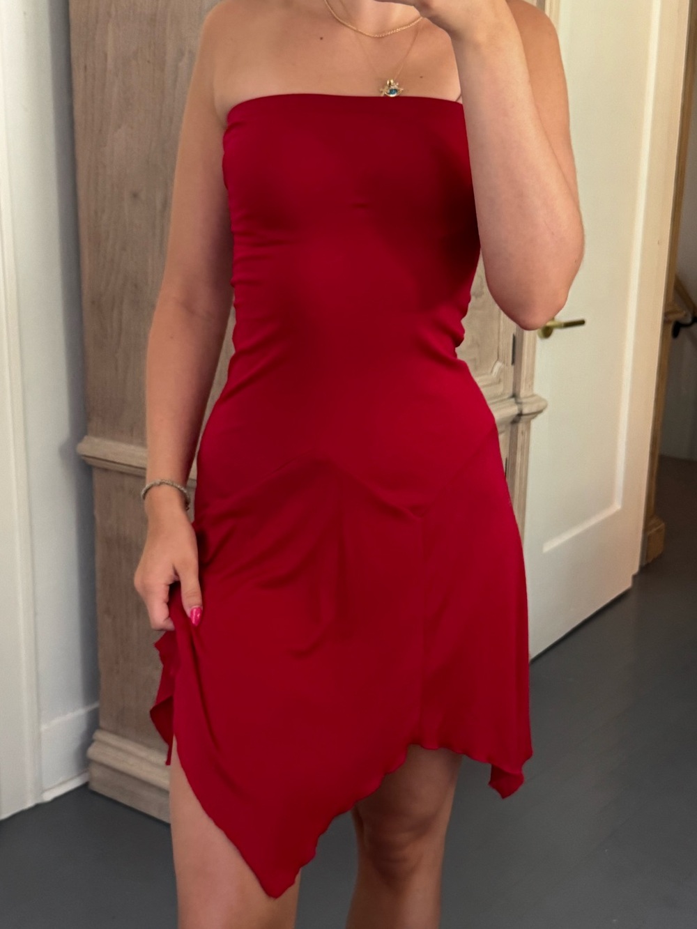 Vintage Strapless Red Multi-Wear Mini Dress/Skirt